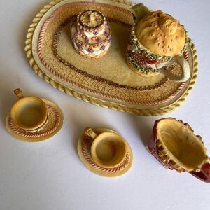 Hand-Painted Yellow Decorative Miniature Tea Set - Home Accents